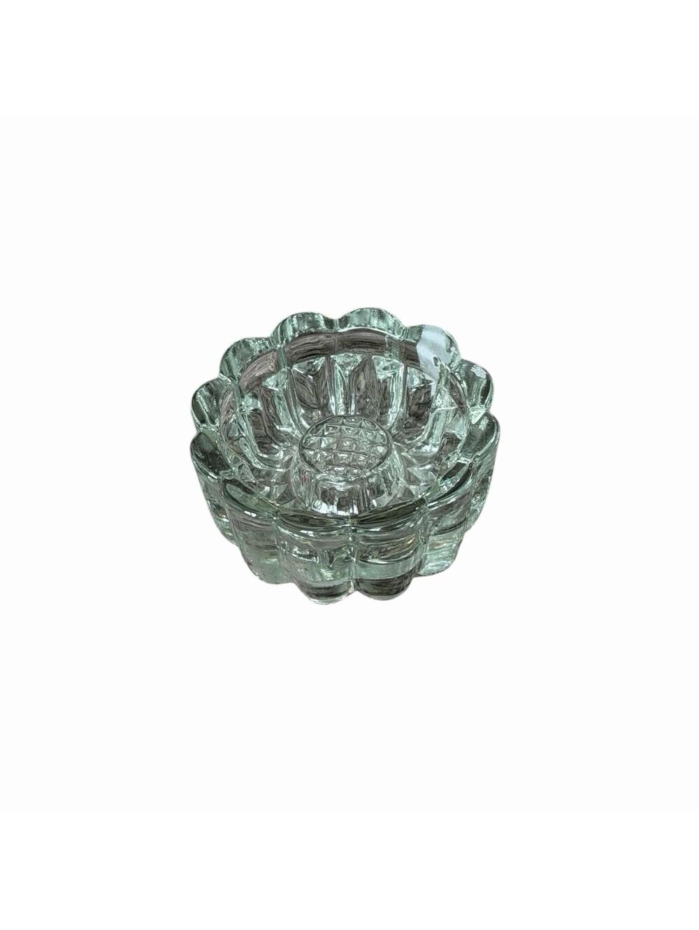 Vintage 1970s Princess House Clear Crystal Reversible 3 Way Glass Candle Holder